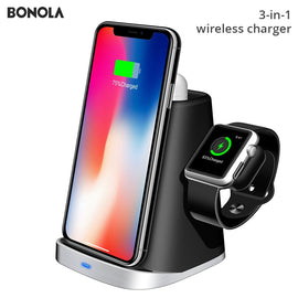 Bonola 3 in1 Wireless Charger Stand For iPhone XsMax/Apple Watch/Airpods Changing Station Wireless Charger Dock for Apple Watch