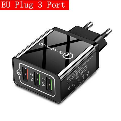 48W Quick Charger 3.0 USB Charger for Samsung A50 A30 iPhone 7 8 Huawei P20 Tablet QC 3.0 Fast Wall Charger US EU UK Plug Adapte