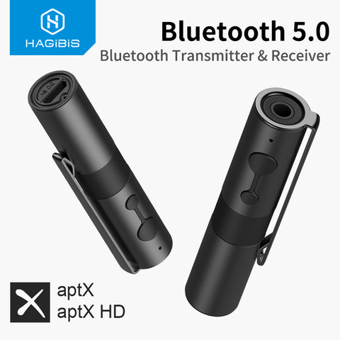 Hagibis Bluetooth 5.0 Transmitter Receiver 2-in-1 3.5mm Jack Audio Aptx Wireless Adapter AUX for TV Headphones PC Car Nintendo
